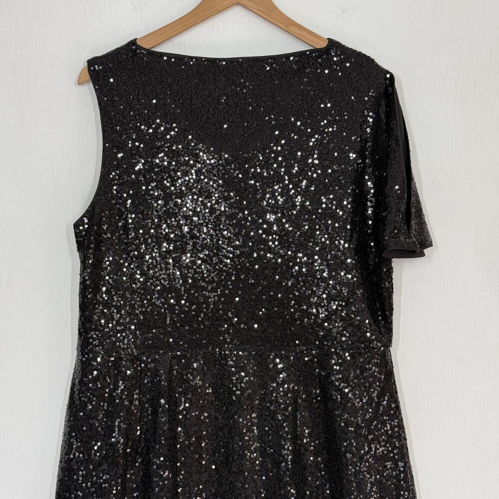 Grace Karin Sheath Dress NWT Plus Size 2XL Black Sequin One Shoulder Sparkly - Picture 5 of 10